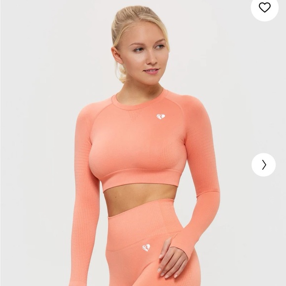NWT Women’s Best Peach Sand Power Seamless Long Sleeve Crop Top Size 2x - Picture 3 of 7
